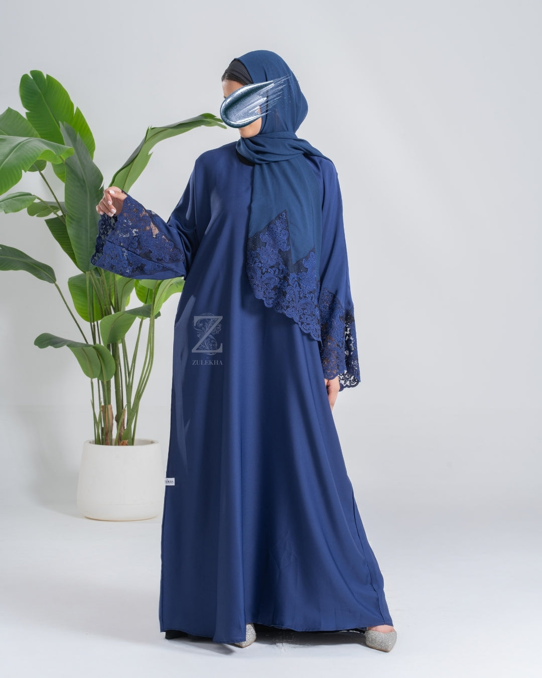 Navy Lace Radiance Abaya
