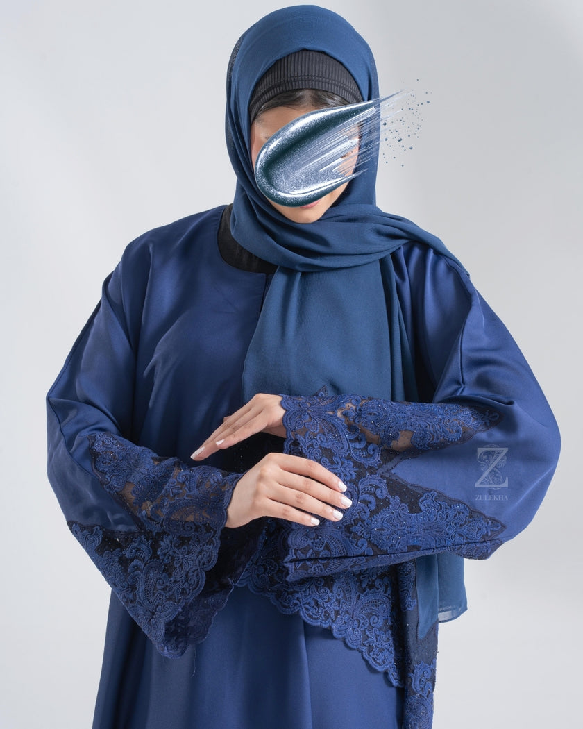 Navy Lace Radiance Abaya