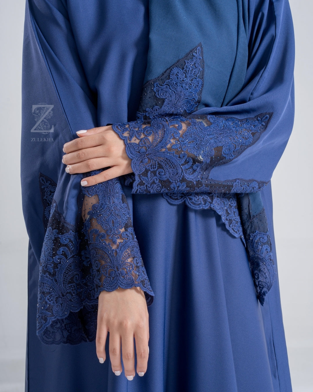 Navy Lace Radiance Abaya