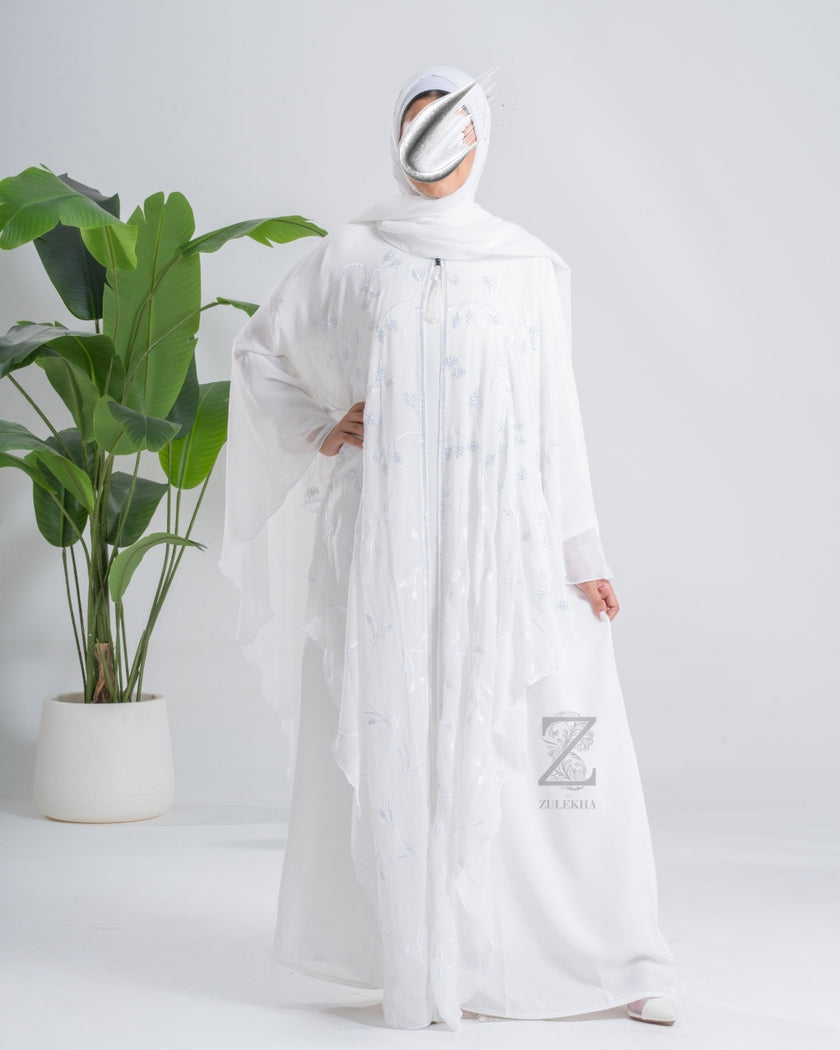 White Bloom Kaftan Abaya