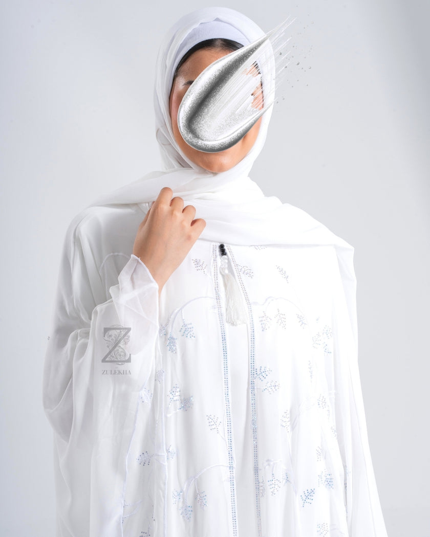 White Bloom Kaftan Abaya