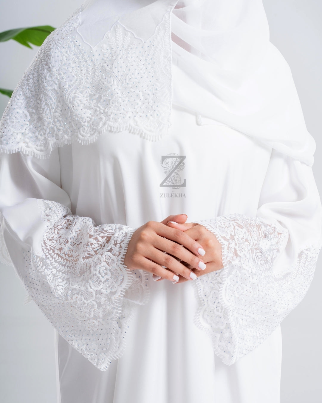White Lace Radiance Abaya