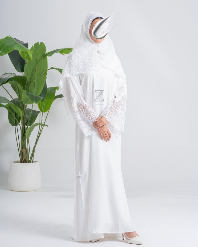 White Lace Radiance Abaya