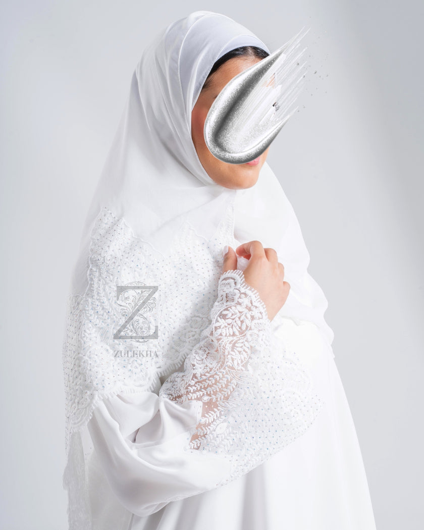 White Lace Radiance Abaya