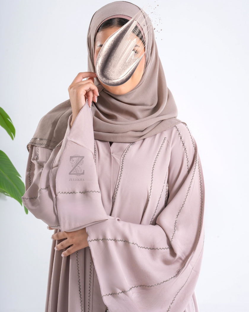 Mauve Taupe Flow Abaya