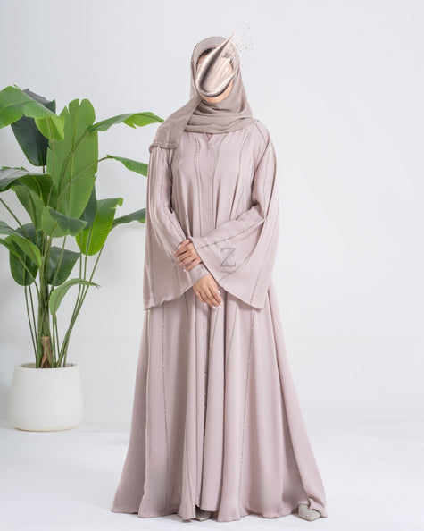 Mauve Taupe Flow Abaya