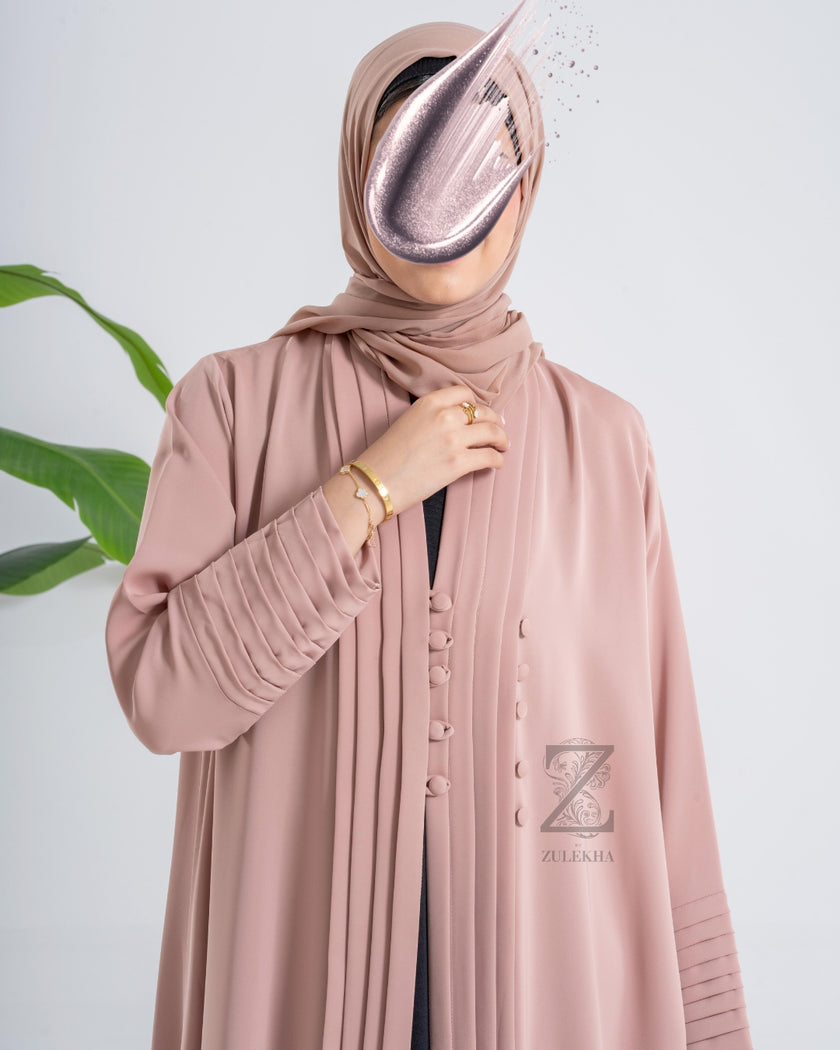 Nude Pleated Executive Abaya