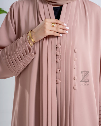 Nude Pleated Executive Abaya