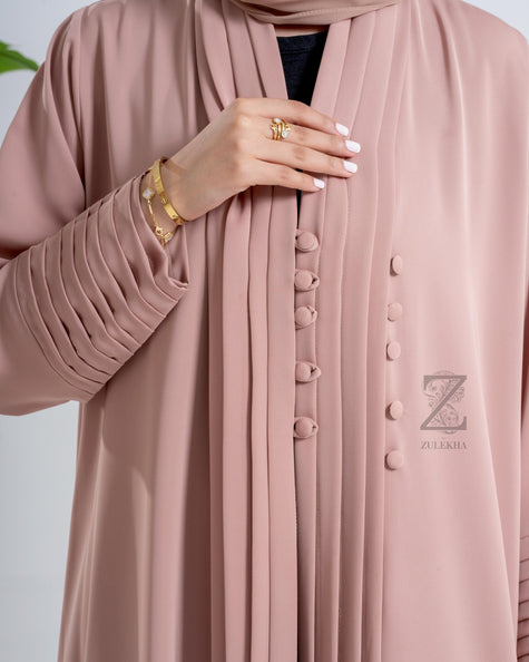 Nude Pleated Executive Abaya